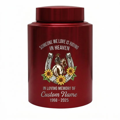 Personalized Cowgirl Horse Riding Stainless Steel UV Print Urn for Loss of Farmer Equestrian Bereavement Ash Holder Large Silver Black Gold Red Memorial Keepsake Urn, Memorial Gift, In Loving Memory - Image 10