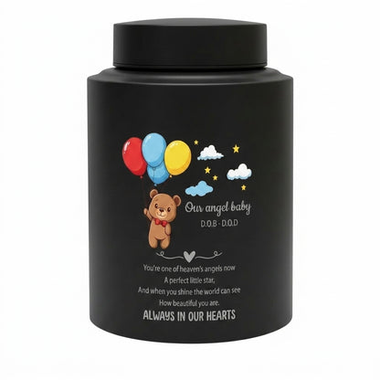 Personalized Teddy Bear Balloons Baby Loss Stainless Steel Urn For Infant Child Bereavement Custom Engraved Sympathy Gift Large And Small Memorial Keepsake Urn, Memorial Gift, In Loving Memory - Image 11