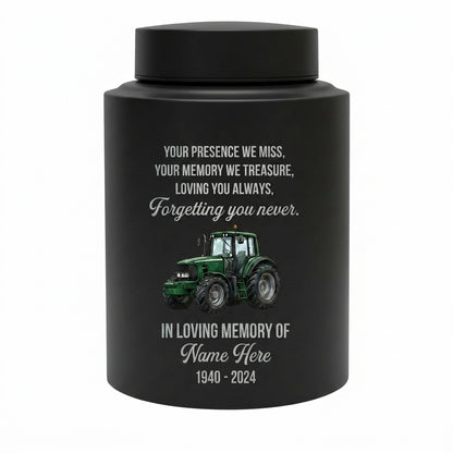 Personalized Farmer UV Printed Urn Forgetting You Never Dad Grandfather Husband Funeral Display Bereavement Tribute Ash Holder Two Sizes Memorial Keepsake Urn, Memorial Gift, In Loving Memory - Image 11