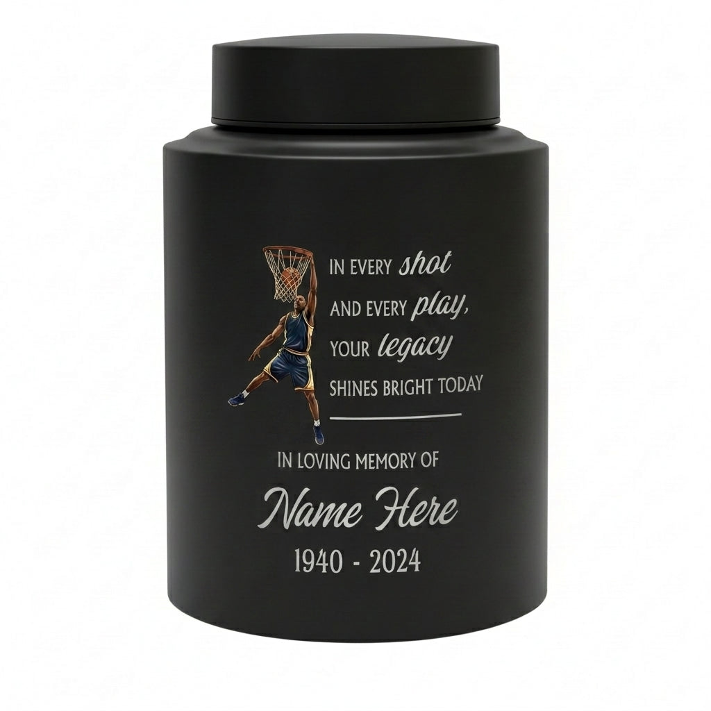 Personalized Basketball Stainless Steel Urn for Sports Fan Athlete Coach, Decorative Funeral Display Large Small Silver Black Gold Red Memorial Keepsake Urn, Memorial Gift, In Loving Memory - Image 11