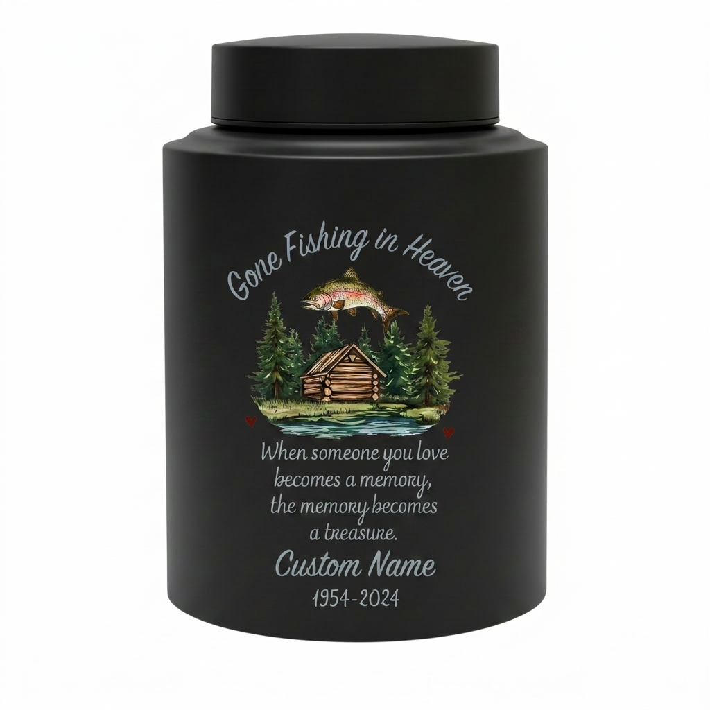 Personalized Bass Fishing Stainless Steel Urn for Human Ashes Fisherman Tribute Loss of Father Husband Grandpa Small and Large Sizes Memorial Keepsake Urn, Memorial Gift, In Loving Memory - Image 11