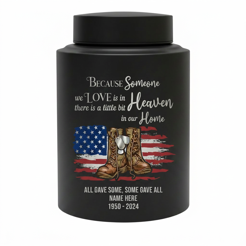Personalized Veteran Military US Army Stainless Steel Large Urn Soldier Remembrance Tribute Home Decor Display Silver Black Gold Red Memorial Keepsake Urn, Memorial Gift, In Loving Memory - Image 11