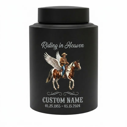 Personalized Cowboy Boots Hat Cross Western UV Printed Stainless Steel Funeral Urn for Adult Human Ashes Large Custom Riding In Heaven Memorial Keepsake Urn, Memorial Gift, In Loving Memory - Image 11