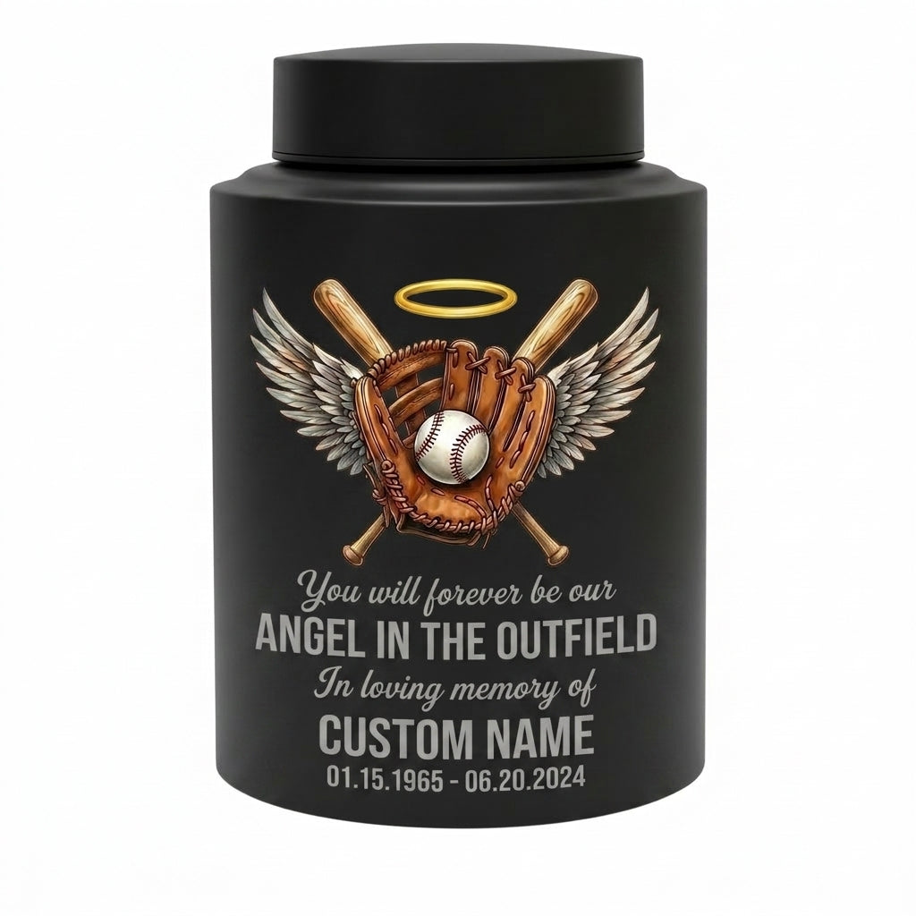 Personalized Baseball Angel Wings Large Stainless Steel Cremation Urn for Human Ashes, Sports Fan Funeral Tribute Display Vessel, Memorial Keepsake Urn, Memorial Gift, In Loving Memory - Image 11