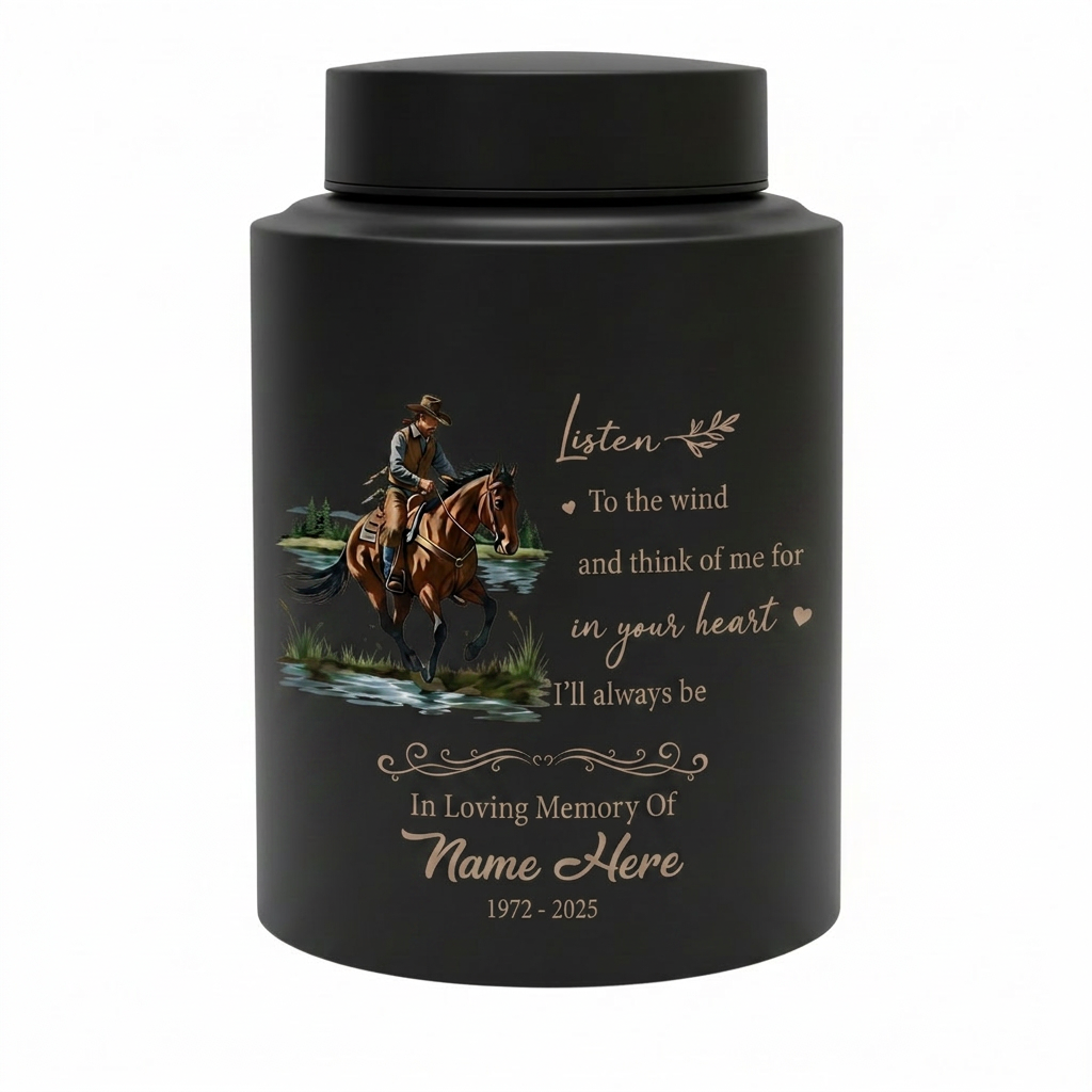 Personalized Cowboy Boots Hat Cross Stainless Steel Urn for Adult Human Ashes, Western Sympathy Present for Loss of Father Husband, Memorial Keepsake Urn, Memorial Gift, In Loving Memory - Image 11
