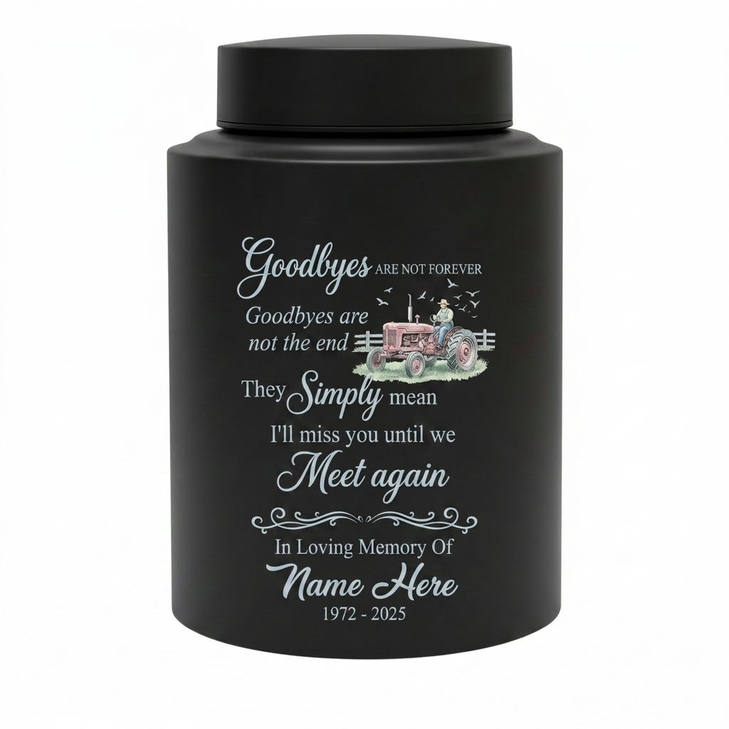 Personalized Farmer Memorial Stainless Steel Ash Holder with Flying Birds Goodbyes Are Not Forever Quote for Loss of Father Grandfather Memorial Keepsake Urn, Memorial Gift, In Loving Memory - Image 11