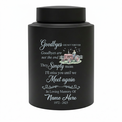 Personalized Farmer Memorial Stainless Steel Ash Holder with Flying Birds Goodbyes Are Not Forever Quote for Loss of Father Grandfather Memorial Keepsake Urn, Memorial Gift, In Loving Memory - Image 11