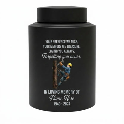 Personalized Lineman Electrician Cremation UV Printed Stainless Steel for Dad Husband Human Ashes Loss Small 5.9x3.9in Large 7.5x5.1in Memorial Keepsake Urn, Memorial Gift, In Loving Memory - Image 11