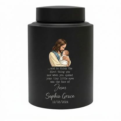 Personalized Baby of Jesus Infant Loss UV Printed Stainless Steel Urn for Child Boy Girl Miscarriage Bereavement Large Two Sizes Memorial Keepsake Urn, Memorial Gift, In Loving Memory - Image 11
