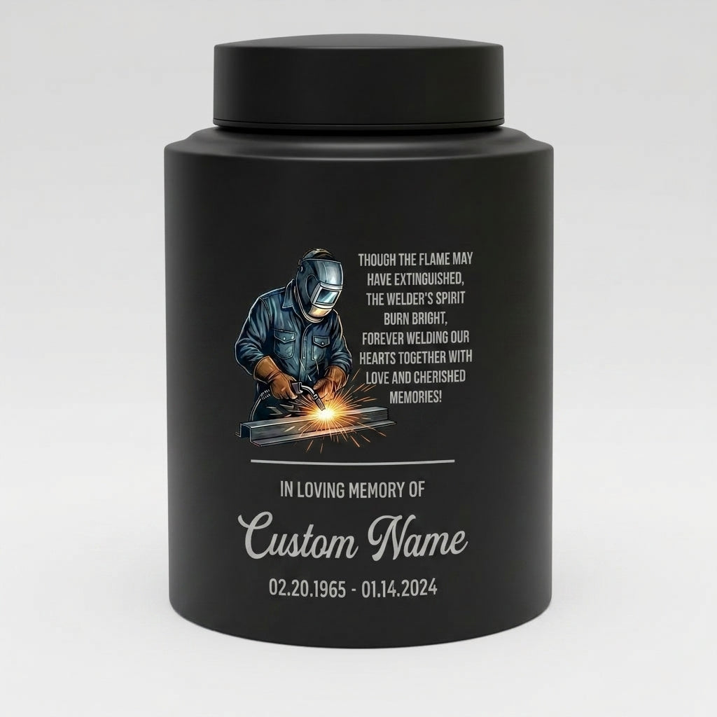 Personalized Welder Theme Stainless Steel UV Print Cremation Ashes Holder for Loss of Husband Father Colleague Sympathy Bereavement Memorial Keepsake Urn, Memorial Gift, In Loving Memory - Image 11