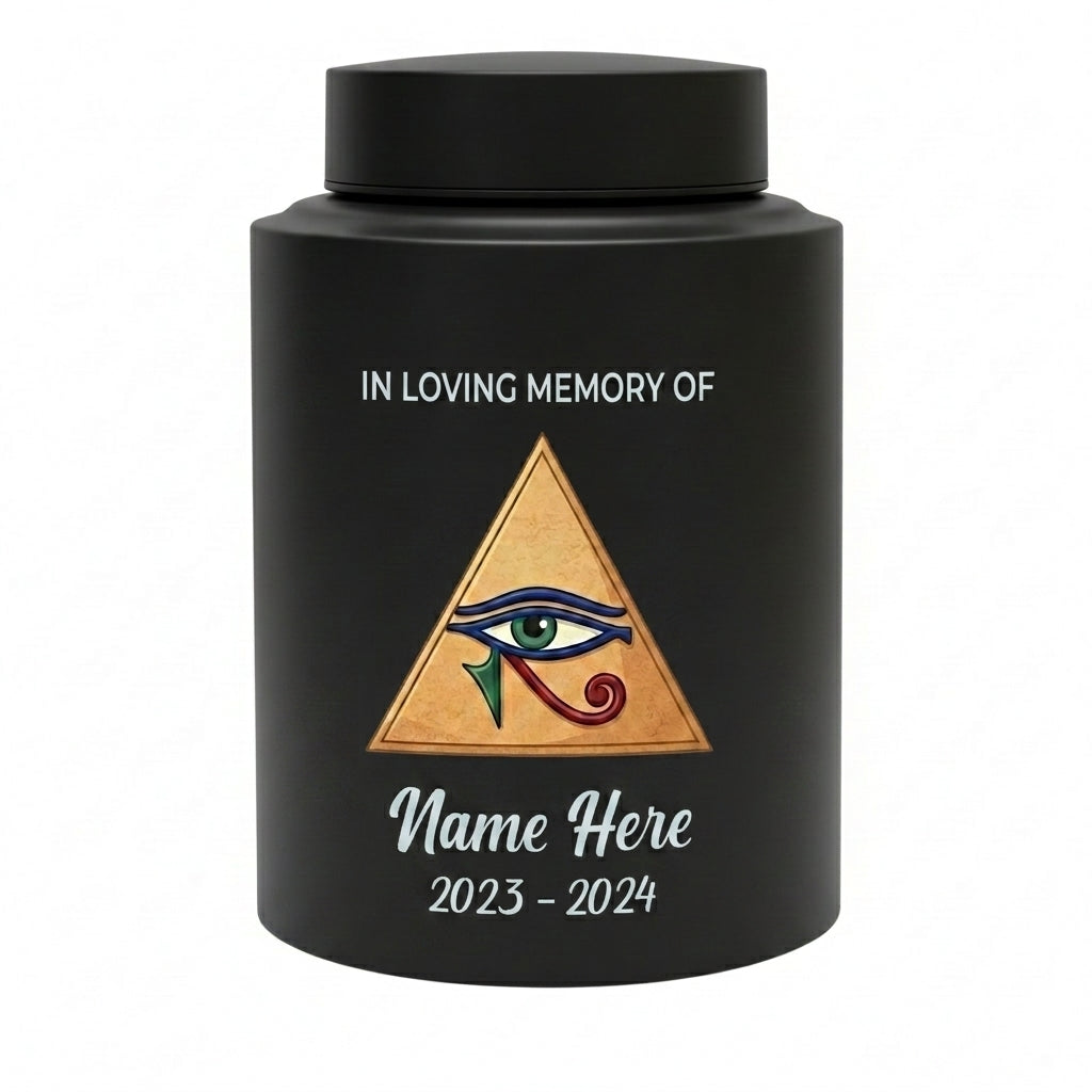 Personalized Eye of Horus Hamsa Hand Evil Eye Large Stainless Steel Cremation Urn for Human Ashes Spiritual Tribute 2 Sizes Memorial Keepsake Urn, Memorial Gift, In Loving Memory - Image 11