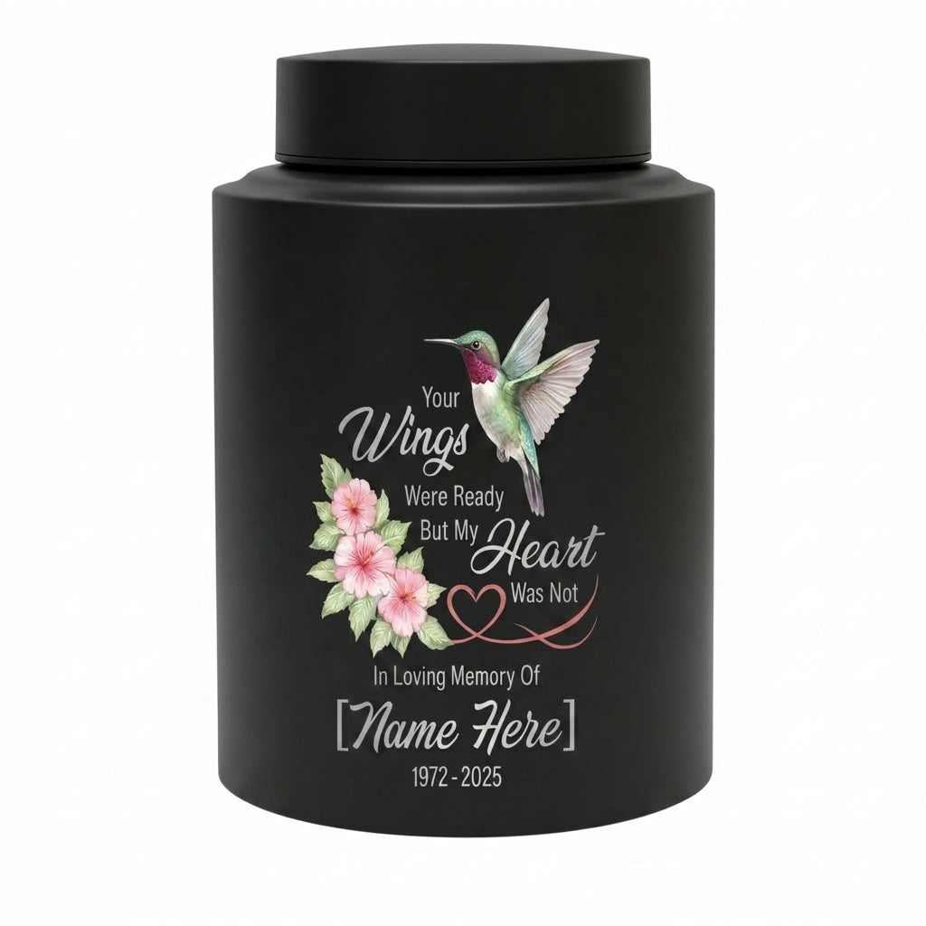Personalized Hummingbird Stainless Steel Cremation Urn for Human Ashes, Your Wings Were Ready Bereavement Condolence Loss of Loved One Memorial Keepsake Urn, Memorial Gift, In Loving Memory - Image 11