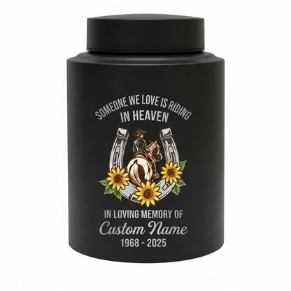 Personalized Cowgirl Horse Riding Stainless Steel UV Print Urn for Loss of Farmer Equestrian Bereavement Ash Holder Large Silver Black Gold Red Memorial Keepsake Urn, Memorial Gift, In Loving Memory - Image 11