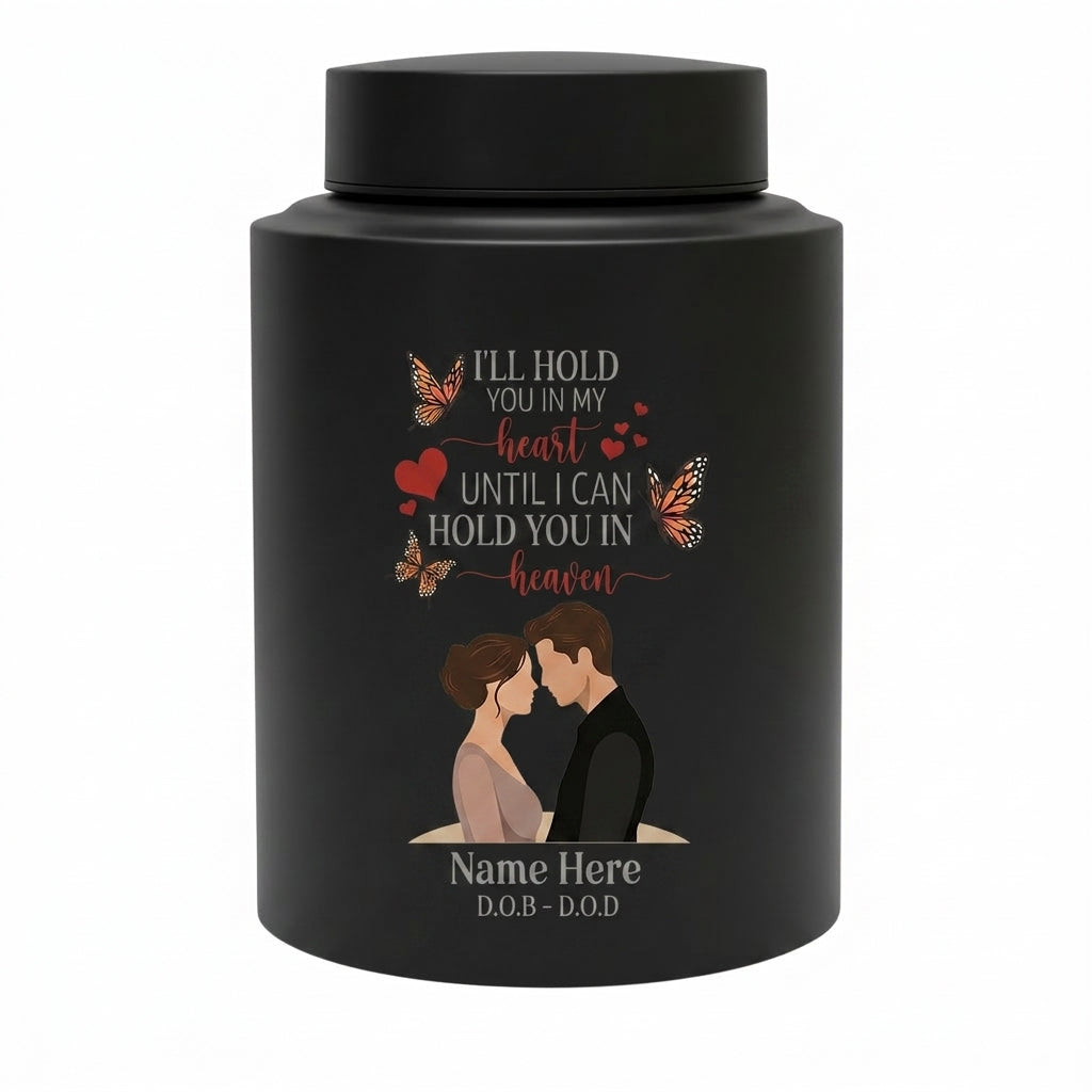 Personalized Couple In Heaven Butterfly Heart Stainless Steel Urn Loss Of Husband Widow Sympathy Bereavement Adult Ashes 2 Sizes Memorial Keepsake Urn, Memorial Gift, In Loving Memory - Image 11