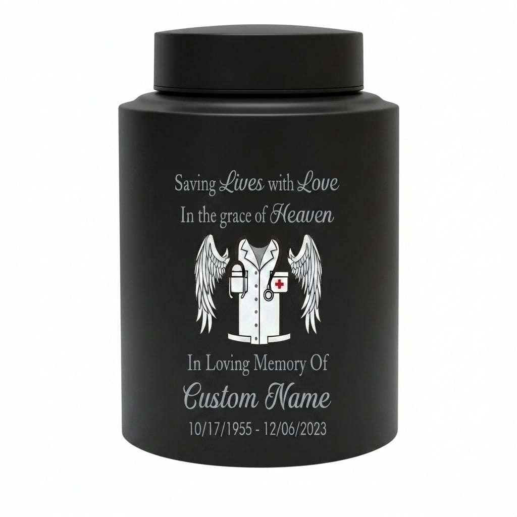 Personalized Doctor Medical Symbol Stainless Steel Cremation Urn For Human Ashes Funeral Tribute Nurse Healthcare Staff Sympathy Memorial Keepsake Urn, Memorial Gift, In Loving Memory - Image 11