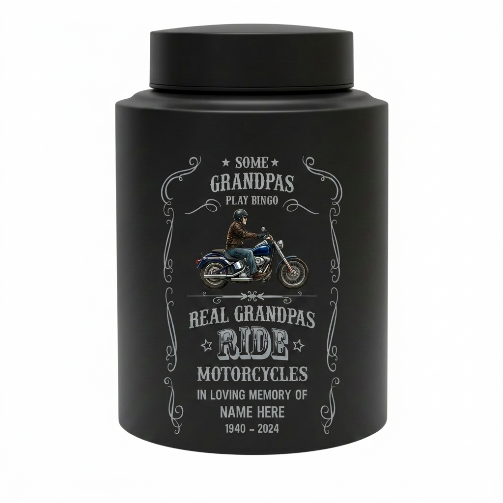 Personalized Motorcycle Stainless Steel Large Urn for Human Ashes, Real Grandpas Ride Motorcycles Biker Dad Grandfather Tribute, Memorial Keepsake Urn, Memorial Gift, In Loving Memory - Image 11