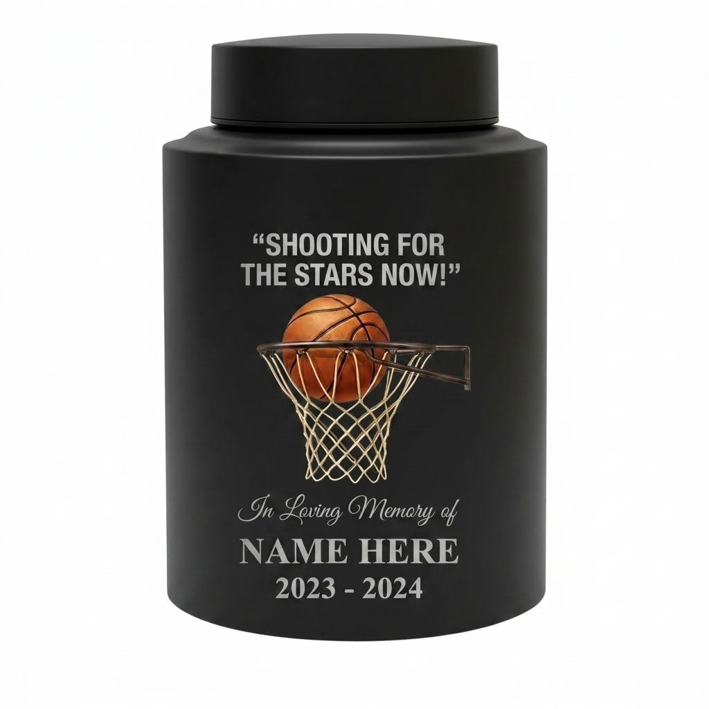 Personalized Basketball Stainless Steel UV Printed Urn for Human Ashes, Sports Fan Player Loss Tribute, Shooting For The Stars Now Large Custom Memorial Keepsake Urn, Memorial Gift, In Loving Memory - Image 11