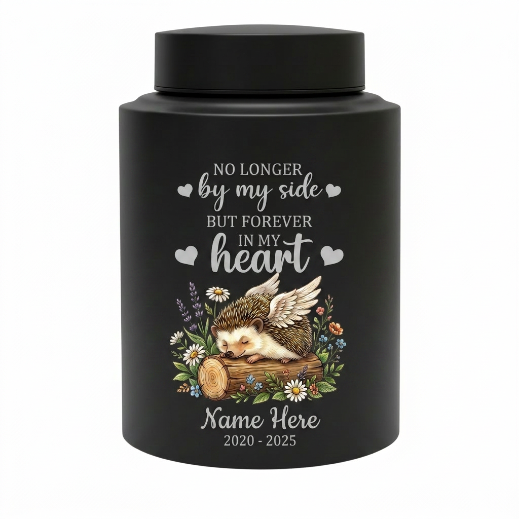 Personalized Hedgehog UV Printed Stainless Steel Urn for Human or Pet Ashes, Custom Bereavement Tribute in Silver Black Gold Red, Memorial Keepsake Urn, Memorial Gift, In Loving Memory - Image 11