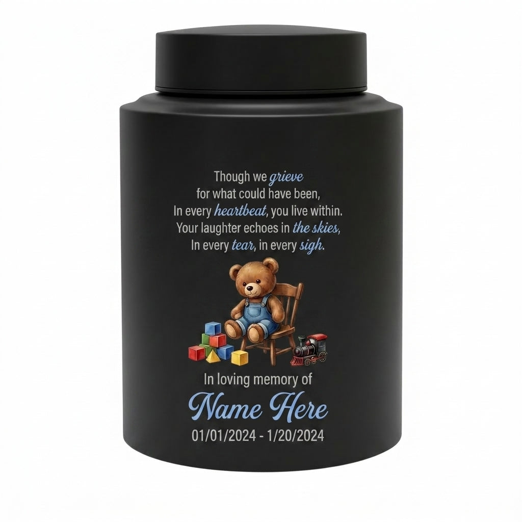 Personalized Teddy Bear Baby Infant Loss UV Printed Stainless Steel Miscarriage Remembrance Grieving Parent Sympathy Gift Cremation Ash Holder Memorial Keepsake Urn, Memorial Gift, In Loving Memory - Image 11