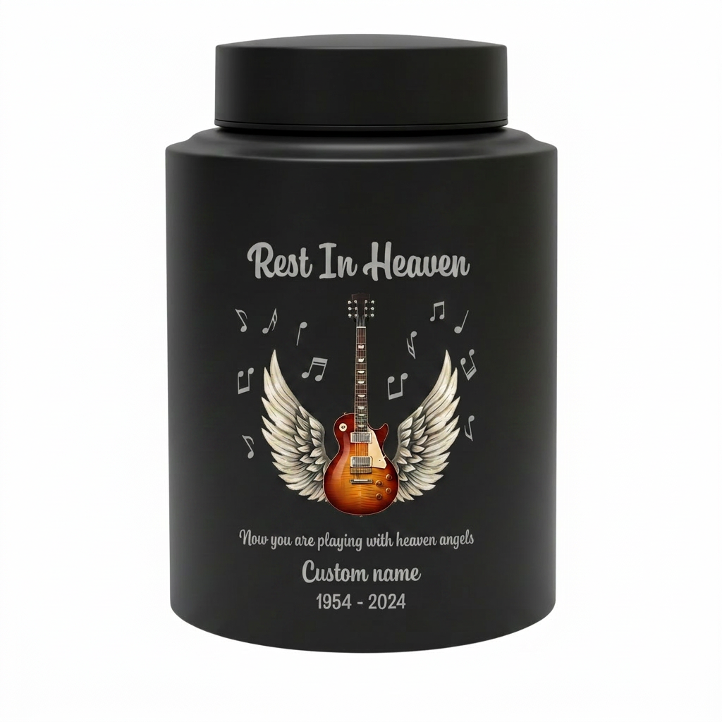 Personalized Guitar Music Lovers Stainless Steel Funeral Cremation Vault For Musician Guitarist Adult Male Female Remains Small And Large Sizes Memorial Keepsake Urn, Memorial Gift, In Loving Memory - Image 11