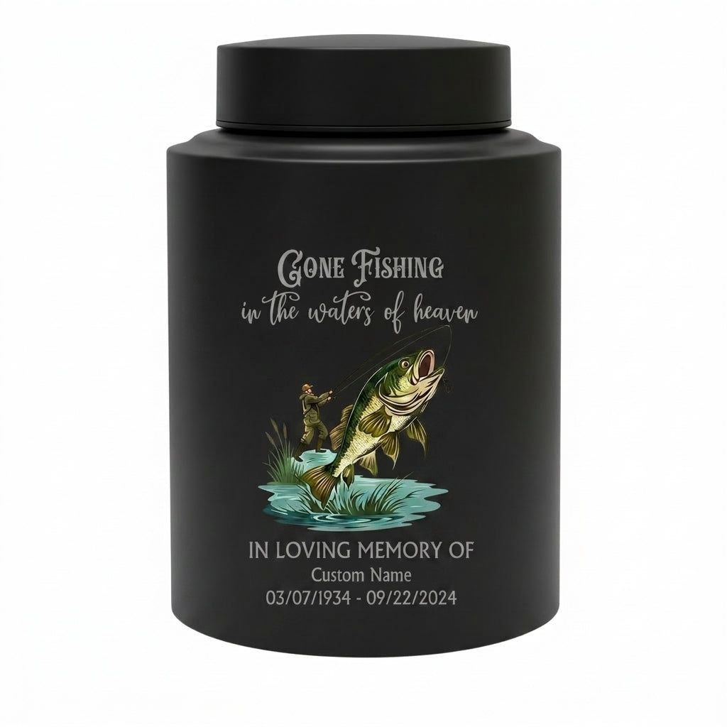 Personalized Bass Fishing Large Urns for Human Ashes Stainless Steel UV Printed Decorative Fisherman Keepsake 5.9x3.9 7.5x5.1 Memorial Keepsake Urn, Memorial Gift, In Loving Memory - Image 11