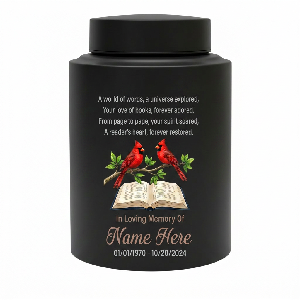 Personalized Book Lover Reading in Heaven Stainless Steel Urn, Adult Female Ashes Bereavement, 2 Sizes Silver Black Gold Red, Memorial Keepsake Urn, Memorial Gift, In Loving Memory - Image 11