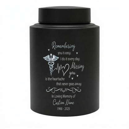 Personalized Doctor Nurse Medical Caduceus Stainless Steel Cremation Urn for Adult Ashes Large Custom UV Print Heartbeat Sympathy Tribute Memorial Keepsake Urn, Memorial Gift, In Loving Memory - Image 11