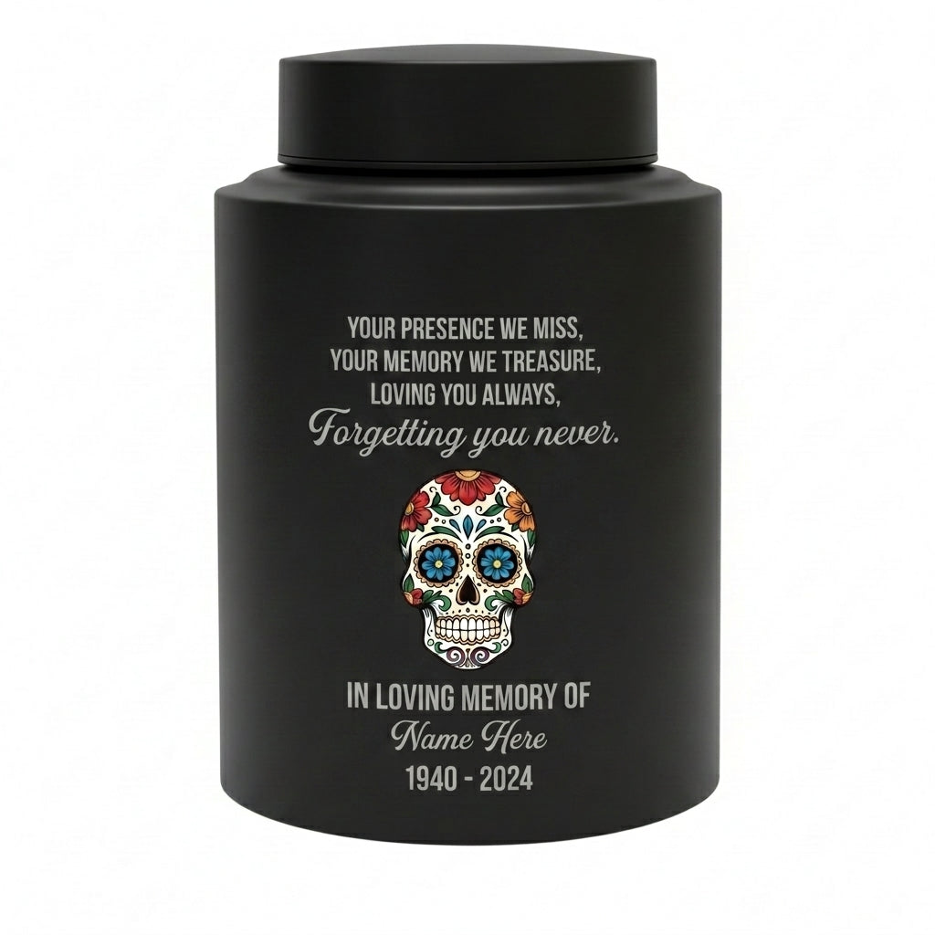 Personalized Sugar Skull Cremation Urn for Human Ashes, Day of the Dead Bereavement Remembrance Container for Loved Ones, Loss of Parent, Memorial Keepsake Urn, Memorial Gift, In Loving Memory - Image 11