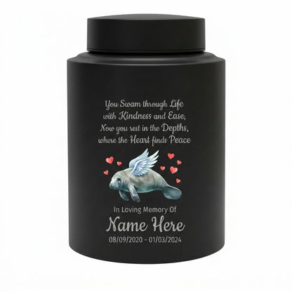 Personalized Manatee Beach Ocean Stainless Steel UV Printed Loss Of Loved One Marine Enthusiast Remembrance Keepsake Small Large Memorial Keepsake Urn, Memorial Gift, In Loving Memory - Image 11