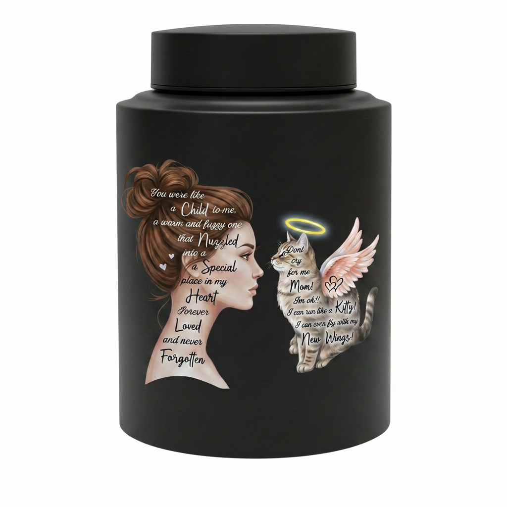 Angel Cat Silhouette Stainless Steel Decorative Cremation Urn For Cat Mom Dad Lovers Loss Of Pet Bereavement Sympathy Gift For Pet Owner Memorial Keepsake Urn, Memorial Gift, In Loving Memory - Image 11