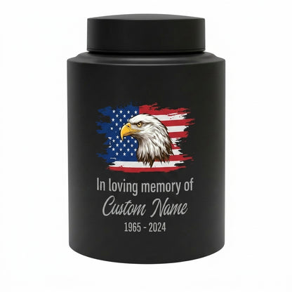 Personalized Eagle Cremation Urn for Human Ashes Adult Men Dad Veteran, UV Printed Metal Tribute Ash Container in Small 5.9in or Large 7.5in, Memorial Keepsake Urn, Memorial Gift, In Loving Memory - Image 11