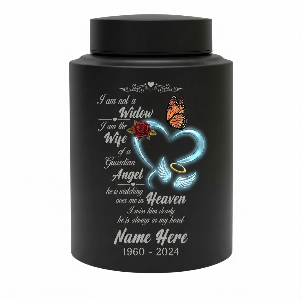 Personalized Guardian Angel Wings Heart Butterfly Rose Stainless Steel Loss of Husband Sympathy Widow Remembrance Decor 5.9x3.9in Memorial Keepsake Urn, Memorial Gift, In Loving Memory - Image 11