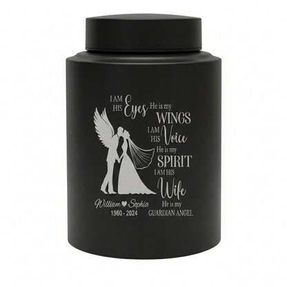 Personalized Couple in Heaven Stainless Steel Cremation Urn Loss of Husband Guardian Angel Keepsake for Widow Large or Small Ash Holder Memorial Keepsake Urn, Memorial Gift, In Loving Memory - Image 11