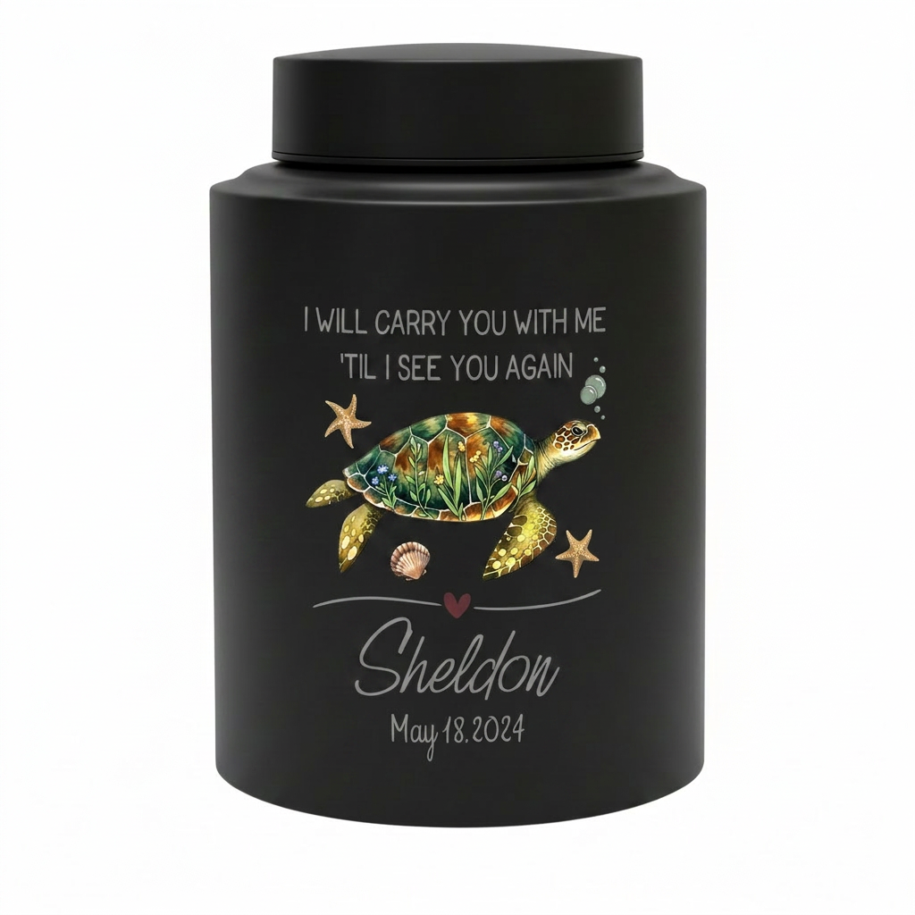 Personalized Turtle UV Printed Stainless Steel Cremation Urns For Ashes, Custom Pet Loss Remembrance Or Turtle Lover Bereavement Condolence, Memorial Keepsake Urn, Memorial Gift, In Loving Memory - Image 11