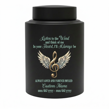 Personalized Music Note Angel Wings Treble Clef Vessel For Music Lovers Loved One Funeral Ashes Container Silver Black Gold Red Small Large Memorial Keepsake Urn, Memorial Gift, In Loving Memory - Image 11