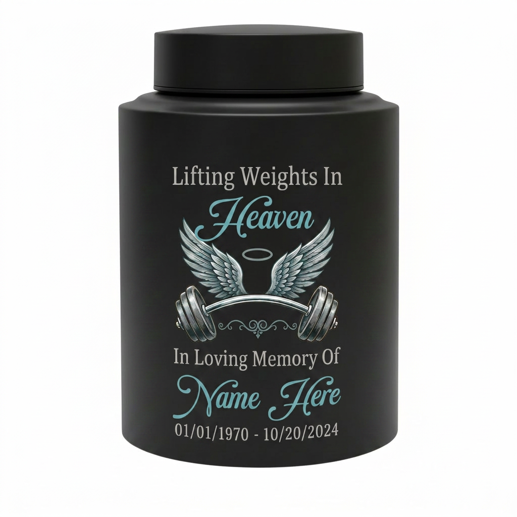 Personalized Gym Lover Barbell Stainless Steel Cremation Urn for Human Ashes Weightlifting Tribute Custom Name Date Condolence Present Memorial Keepsake Urn, Memorial Gift, In Loving Memory - Image 11