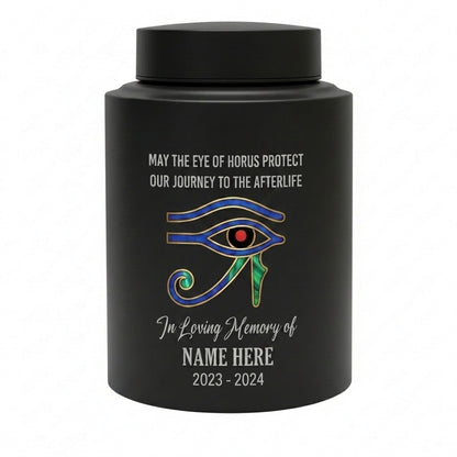 Personalized Eye of Horus Egyptian Hamsa Evil Eye Stainless Steel Cremation Container for Human Ashes Bereavement Tribute Jar Memorial Keepsake Urn, Memorial Gift, In Loving Memory - Image 11