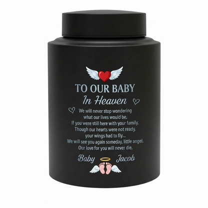 Personalized Infant Footprints Angel Wings Baby Loss Stainless Steel Urn For Grieving Parents Miscarriage Child Remembrance Small Or Large Memorial Keepsake Urn, Memorial Gift, In Loving Memory - Image 11