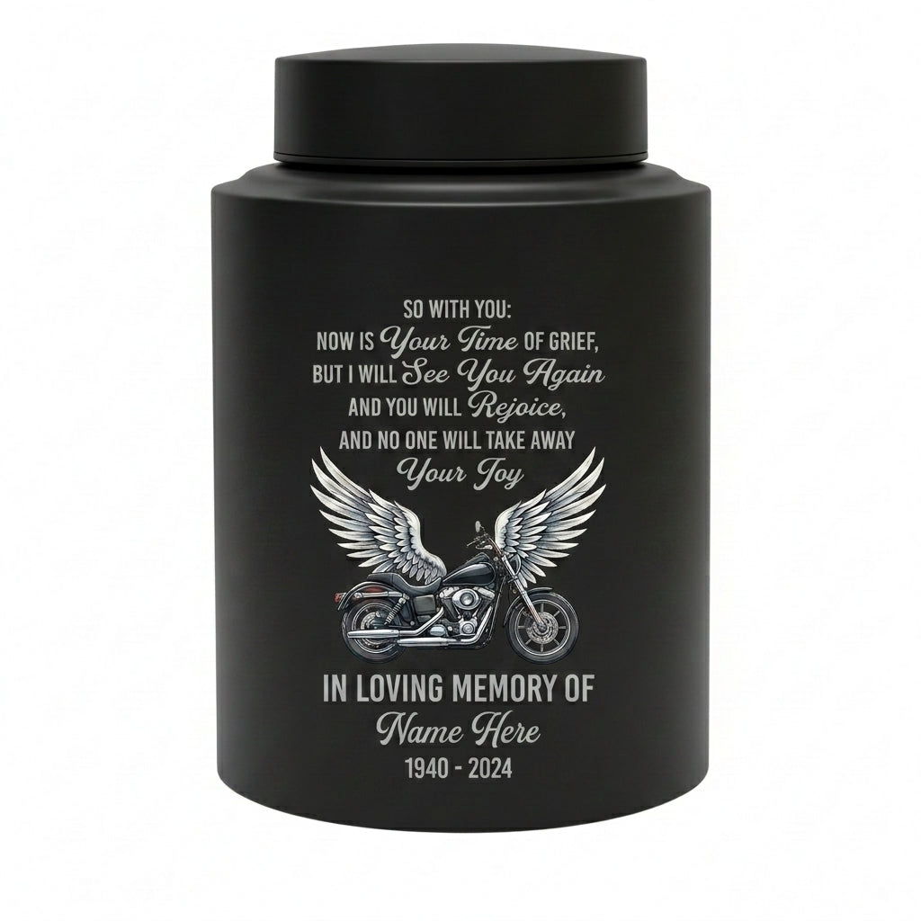 Personalized Motorcycle Riding in Heaven Stainless Steel Cremation Ashes Holder for Dad Brother Biker Condolence Bereavement Present Memorial Keepsake Urn, Memorial Gift, In Loving Memory - Image 11