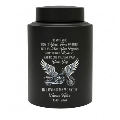 Personalized Motorcycle Riding in Heaven Stainless Steel Cremation Ashes Holder for Dad Brother Biker Condolence Bereavement Present Memorial Keepsake Urn, Memorial Gift, In Loving Memory - Image 11