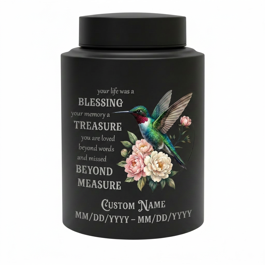 Personalized Hummingbird Stainless Steel Cremation Urn For Human Ashes Custom Name And Date Loss Of Loved One Sympathy Condolence Bereavement Memorial Keepsake Urn, Memorial Gift, In Loving Memory - Image 11