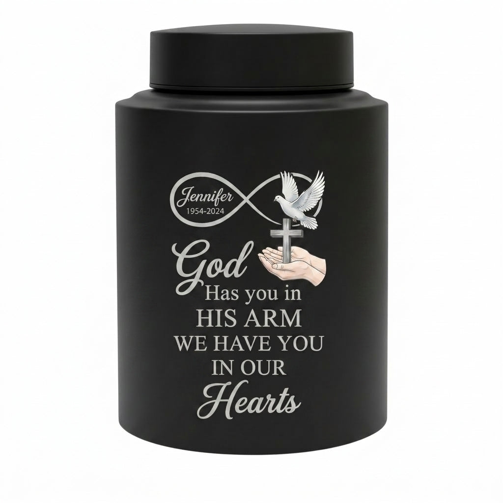 Personalized Christian Dove Infinity Cross Stainless Steel Religious Cremation Urn Loss of Mother Father Family Member Bereavement Sympathy Memorial Keepsake Urn, Memorial Gift, In Loving Memory - Image 11