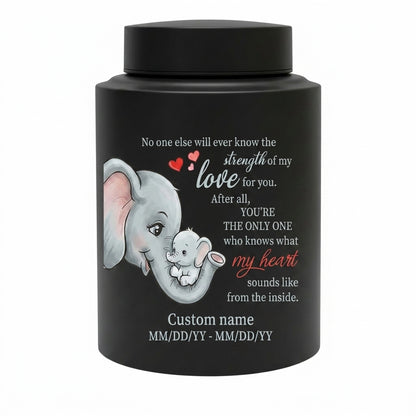 Personalized Baby Elephant Stainless Steel Cremation Urn for Infant Child Boy Girl, Mother to Child Pregnancy Loss Miscarriage Remembrance Memorial Keepsake Urn, Memorial Gift, In Loving Memory - Image 11