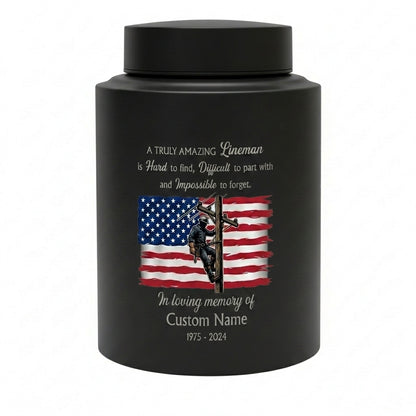 Personalized Lineman Electrician Stainless Steel Urn for Human Ashes Dad Husband Powerline Worker Tribute Custom Name Date UV Print Memorial Keepsake Urn, Memorial Gift, In Loving Memory - Image 11