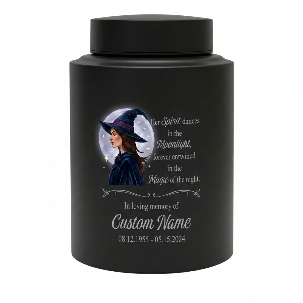 Personalized Witch Silhouette Magic Moonlight Stainless Steel UV Print Urn For Adult Female Wife Girlfriend Bereavement Funeral Memorial Keepsake Urn, Memorial Gift, In Loving Memory - Image 11