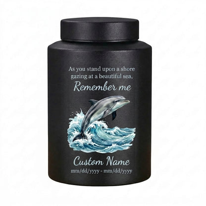 Personalized Dolphin Ocean Beach Themed UV Printed Metal Funeral Ash Container For Mom Dad Adult Male Female Large Cremation Memorial Keepsake Urn, Memorial Gift, In Loving Memory - Image 11