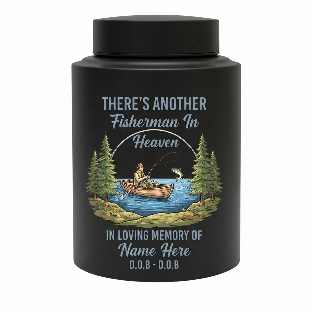 Personalized Bass Fishing Fisherman In Heaven Stainless Steel Custom Printed Urn For Dad Grandpa Husband Loss Bereavement Display 5.9in 7.5in Memorial Keepsake Urn, Memorial Gift, In Loving Memory - Image 11