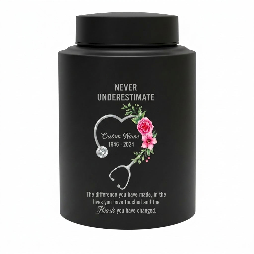Personalized Nurse Medical Worker Stainless Steel Urn for Human Ashes Never Underestimate Difference Made Quote Appreciation Sympathy Tribute Memorial Keepsake Urn, Memorial Gift, In Loving Memory - Image 11