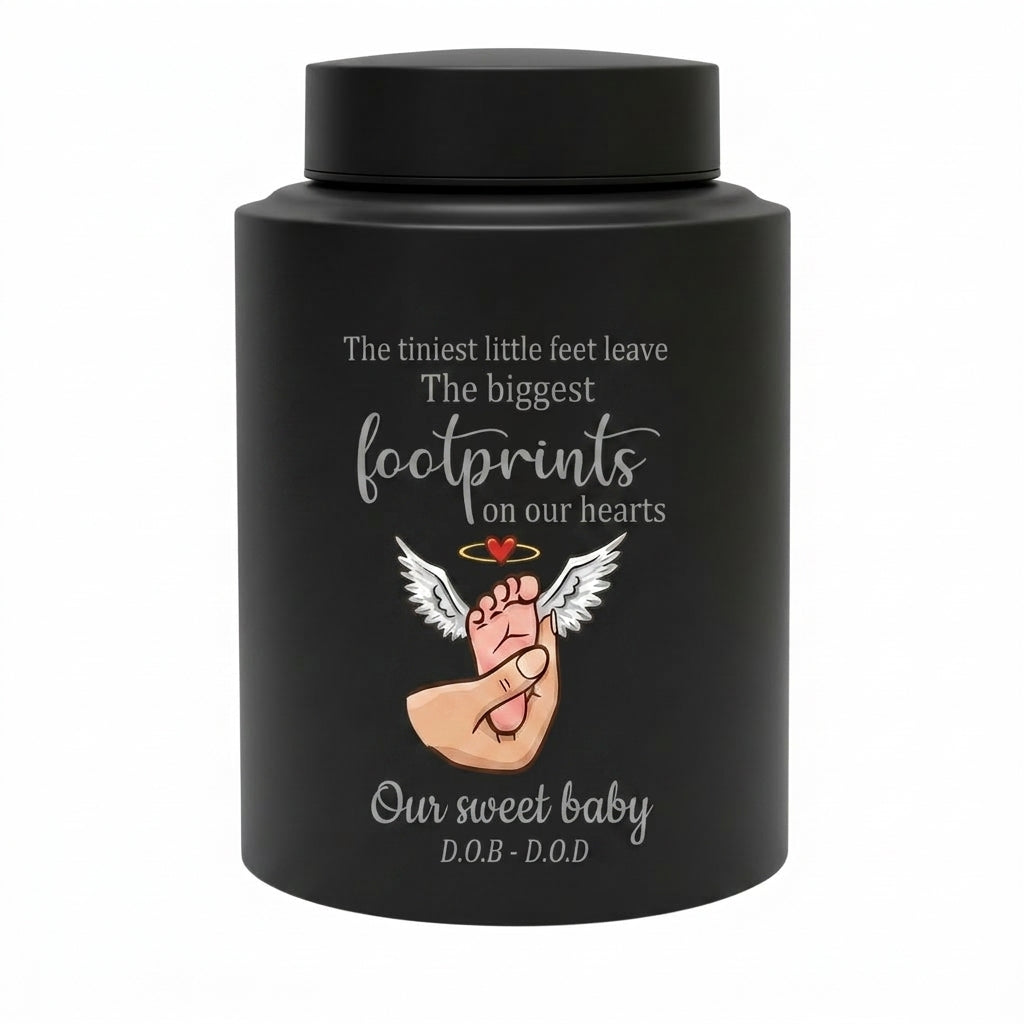 Personalized Baby Footprints Infant Loss Stainless Steel Urn, Child Bereavement Keepsake Custom Dates, Two Sizes 5.9x3.9 7.5x5.1, Memorial Keepsake Urn, Memorial Gift, In Loving Memory - Image 11