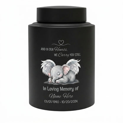 Personalized Baby Elephant Heart UV Printed Stainless Steel Infant Child Loss Bereavement And In Our Hearts We Carry You Still Quote Memorial Keepsake Urn, Memorial Gift, In Loving Memory - Image 11